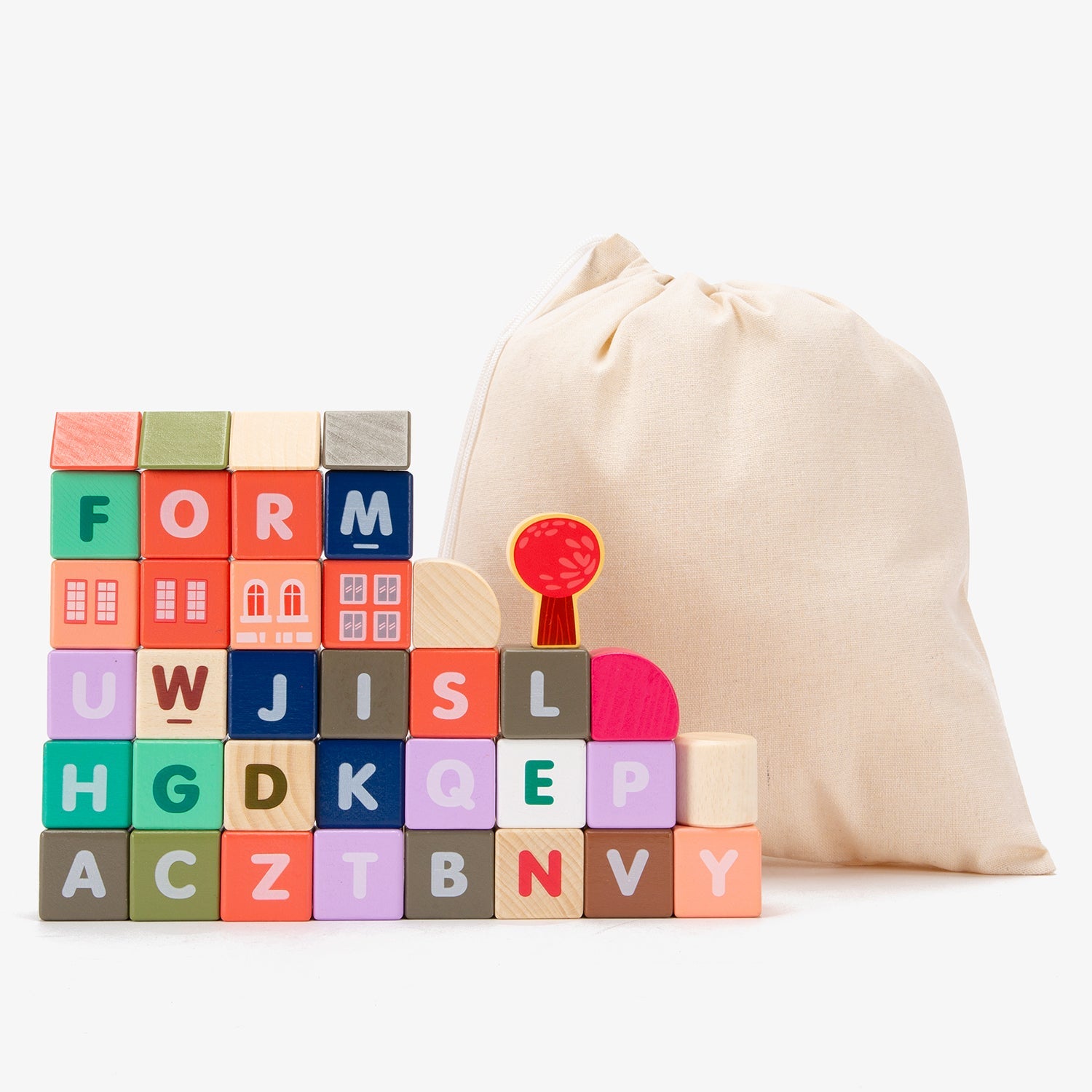 Bloques de Construcción Infantil de Madera Santiago Multicolor - Form Design