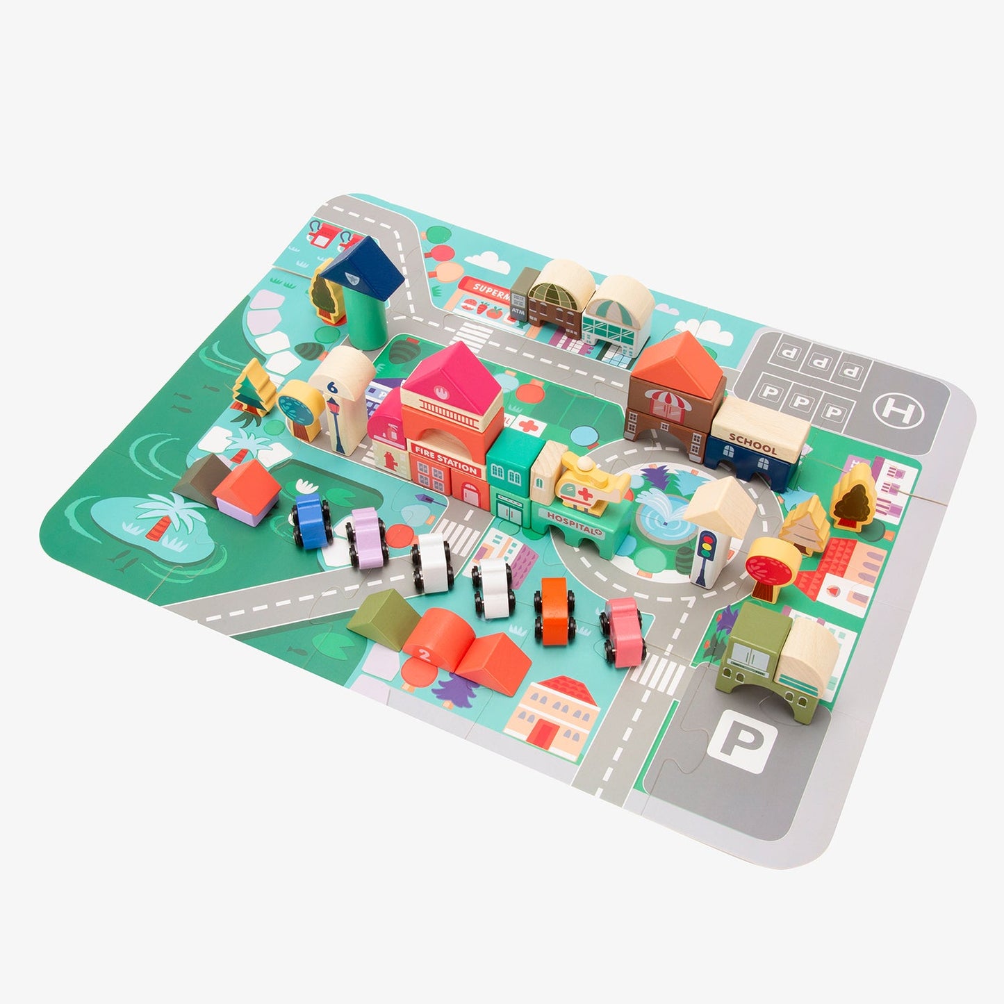 Bloques de Construcción Infantil de Madera Santiago Multicolor - Form Design