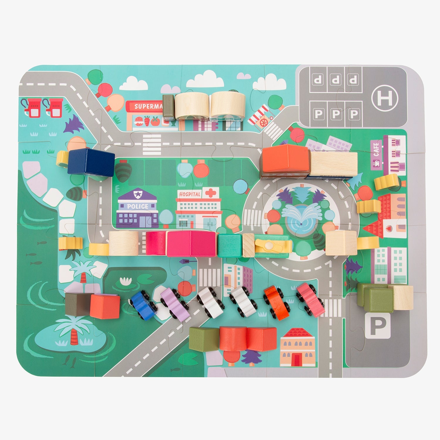 Bloques de Construcción Infantil de Madera Santiago Multicolor - Form Design