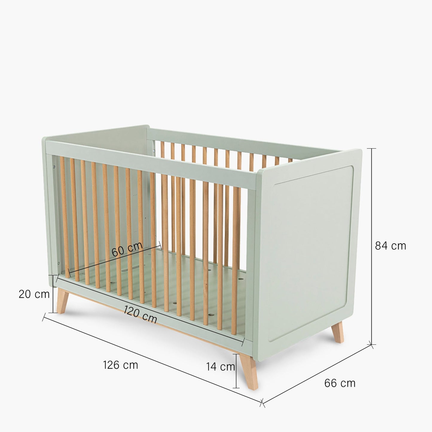 Cuna 2 en 1 Amalia - 120 x 60 cm - Verde Claro | Form Design