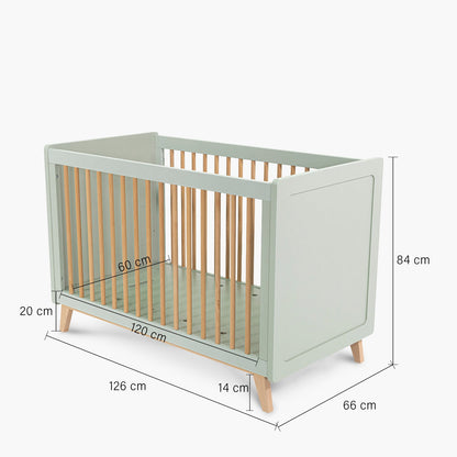 Cuna 2 en 1 Amalia - 120 x 60 cm - Verde Claro | Form Design