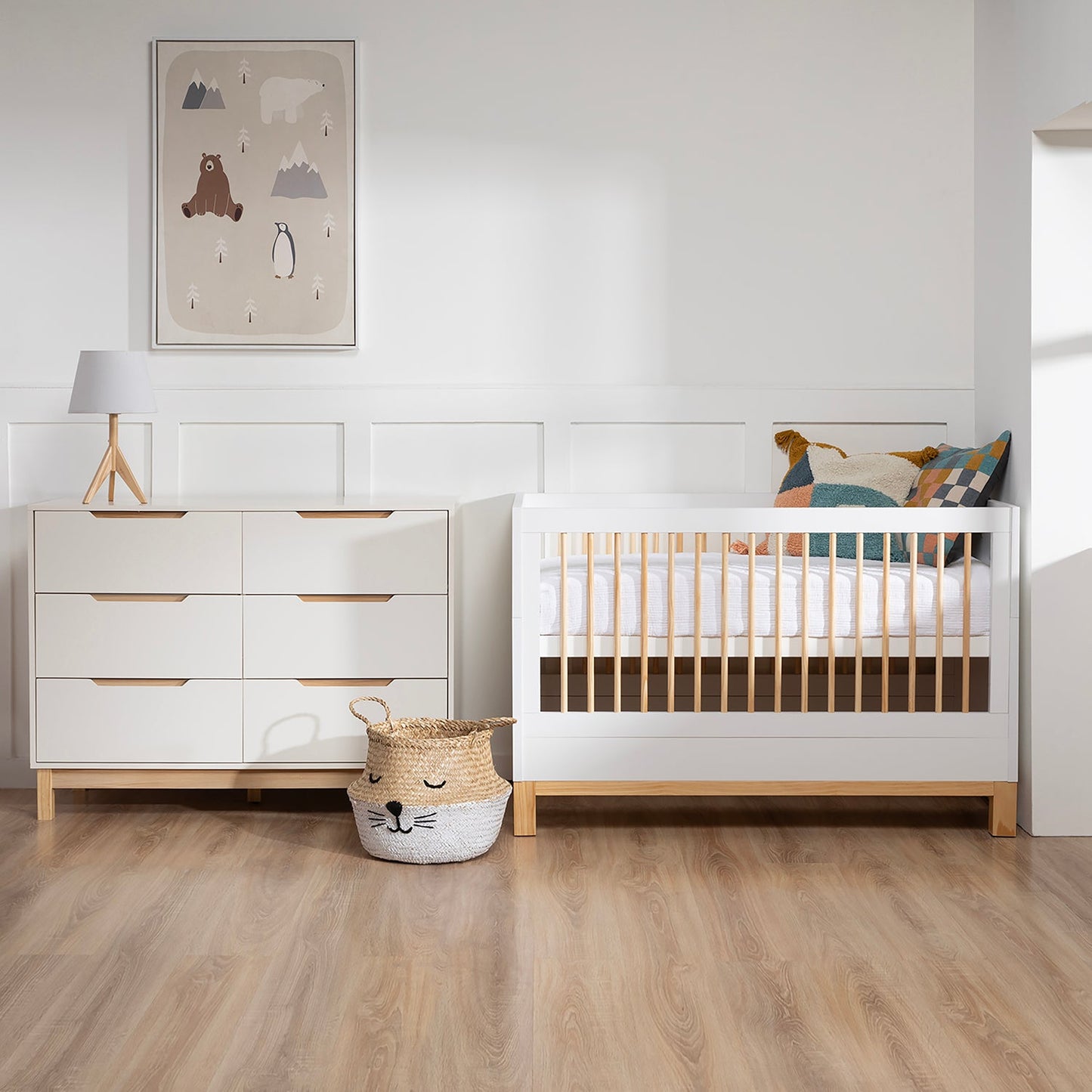 Cuna 3 en 1 Elena - 137 x 78 cm - Natura/Blanco | Form Design