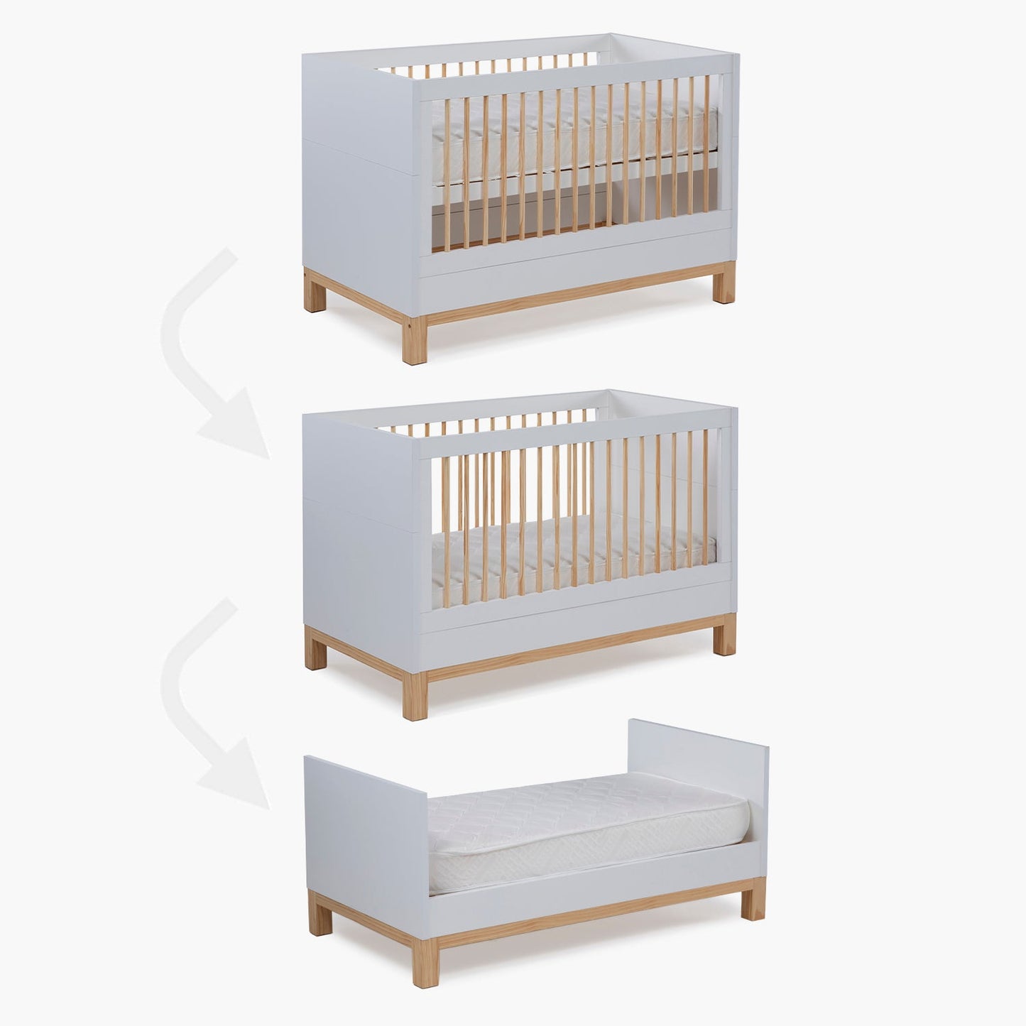 Cuna 3 en 1 Elena - 137 x 78 cm - Natura/Blanco | Form Design