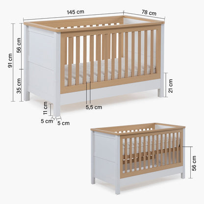 Cuna 3 en 1 Clara - 140 x 70 cm - Natura/Blanco | Form Design