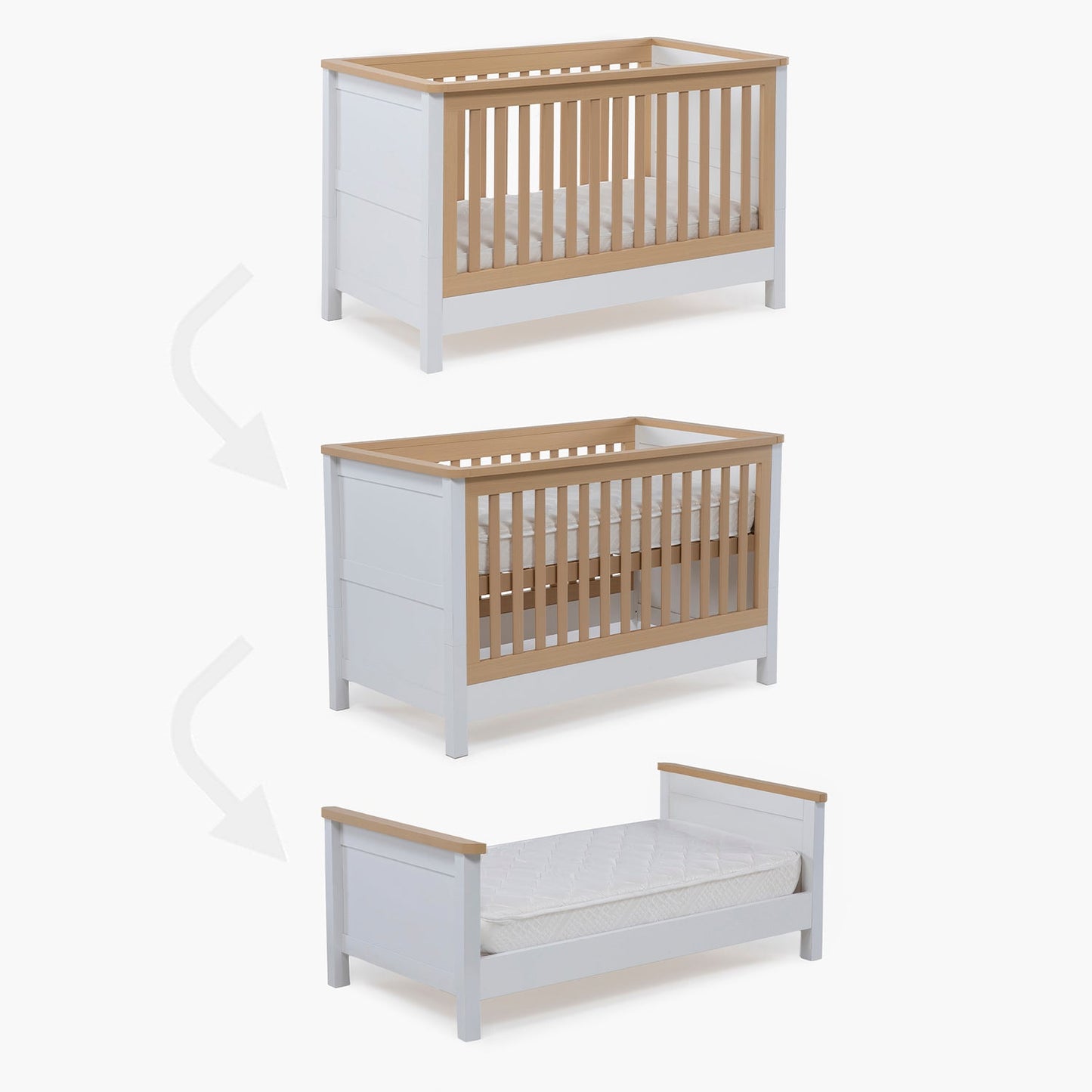 Cuna 3 en 1 Clara - 140 x 70 cm - Natura/Blanco | Form Design