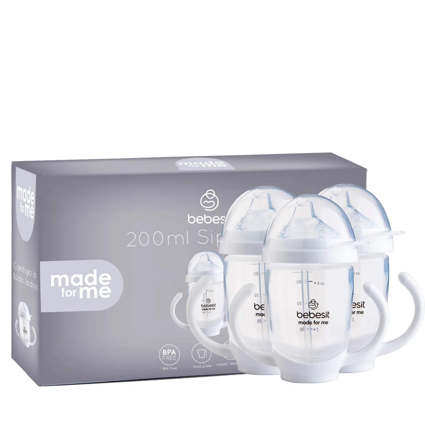 Pack de 3 Vasos Antiderrame de 200 ml - 3 Meses+