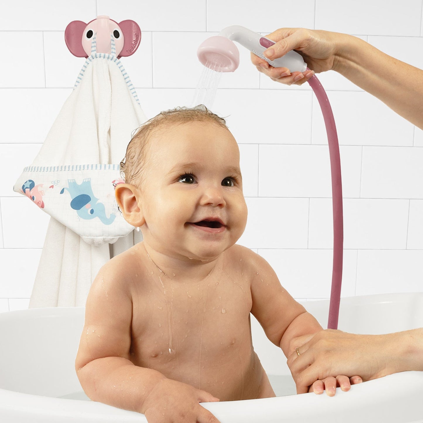 Set de Baño Ducha Elefante y Toalla - Rosa | Yookidoo