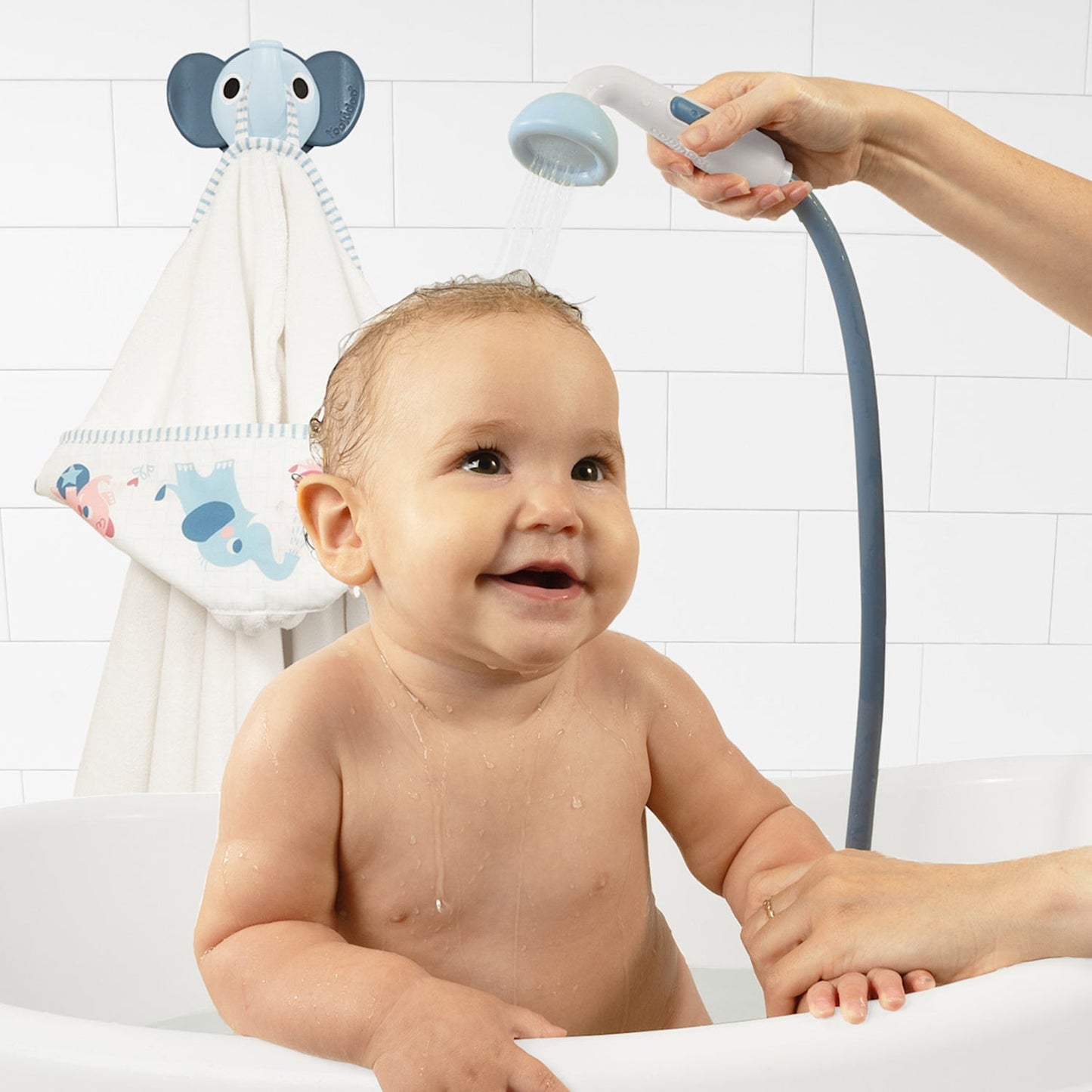 Set de Baño Ducha Elefante y Toalla - Azul | Yookidoo