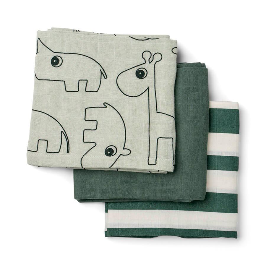 Set de 3 Manta Muselinas Gots Deer Friends Verde (6798758871223)