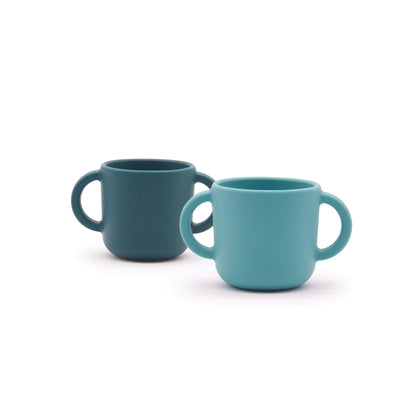 Set de 2 Tazas Bambino de Silicona - Celeste y Verde Azulado