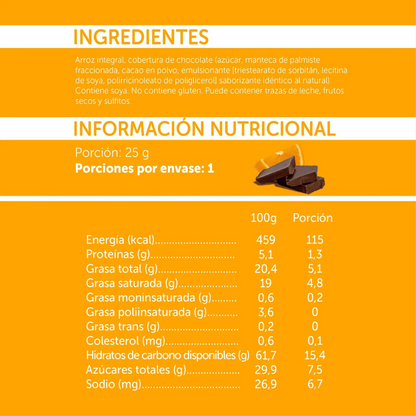 Galletas de Arroz  de Chocolate Amargo y Naranja 25grs